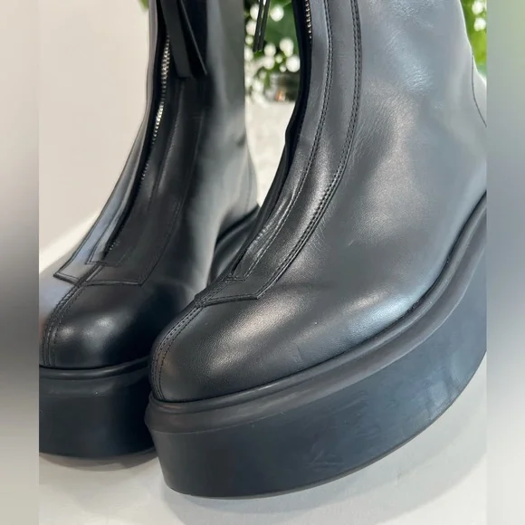 The Row Zippered Platform Leather Combat Boots - Picture 9 of 15